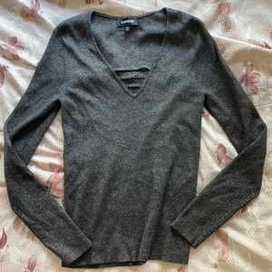 Grey sparkle v-neck sweater top